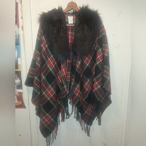 J.CREW PLAID TARTAN PONCHO / CAPE